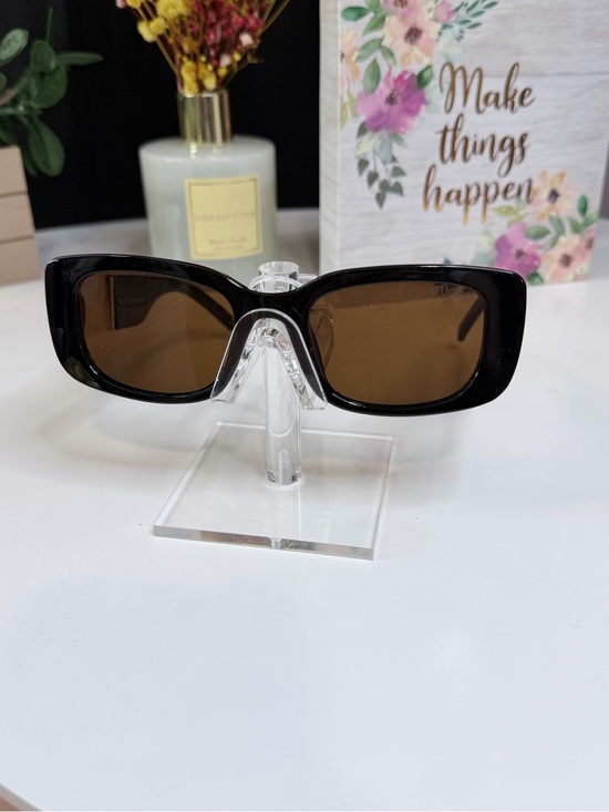 Luxury inspired Black Frame Sunglasses with Brown Lenses main image 8